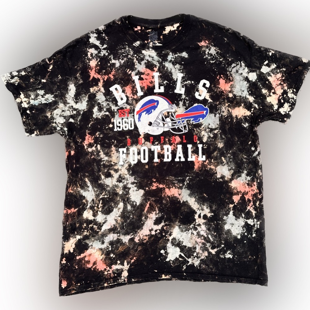 XL Buffalo Bills Brand New Reworked Tie Dye T-shirt, Acid Wash - Picture 1 of 3